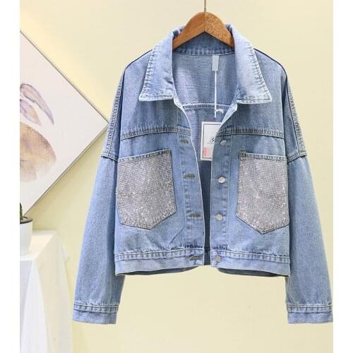 2021 New Autumn Denim Jacket For Women Loose Casual Hot Drilling Jeans Coats Female Outwear Denim Feminine Chaqueta Mujer Coat