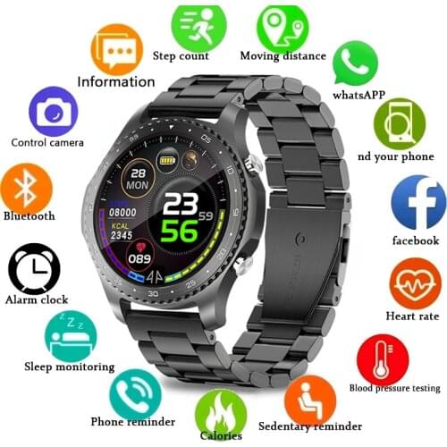 2021 New Luxury Steel Band Men Smart Watch Full Touch Screen Sports Fitness Watch Bluetooth Call For Android IOS smartwatch Mens