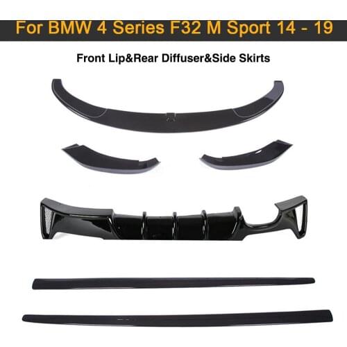 F32 Bodykit for BMW 4 Series F32 M-tech M-sport 14 - 19 Car Front Bumper Lip & Rear Diffuser & Side Skirt Gloss / Matte Black