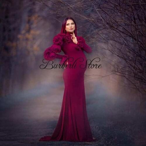 Charming Tulle Flower Mermaid Maternity Dress Long Robe High Qialuty Pregnanty Women Gowns For Photography Baby Shower Gown