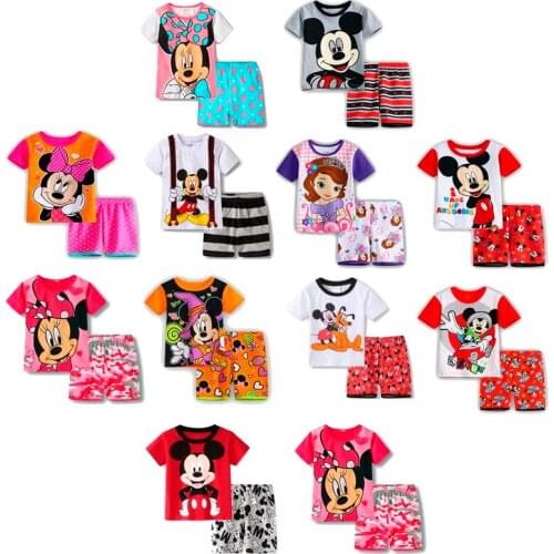 Childrens Pajamas Set Frozen Cartoon Elsa Comfortable Childrens Round Neck Short Sleeve Pajamas Girls Pajamas Sleepwear