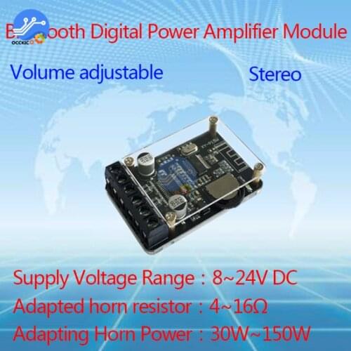 10W 15W 20W XY-P15W Bluetooth 5.0 Amplifier Board 12V 24V Stereo Audio Digital AMP Sound System with Shell Case