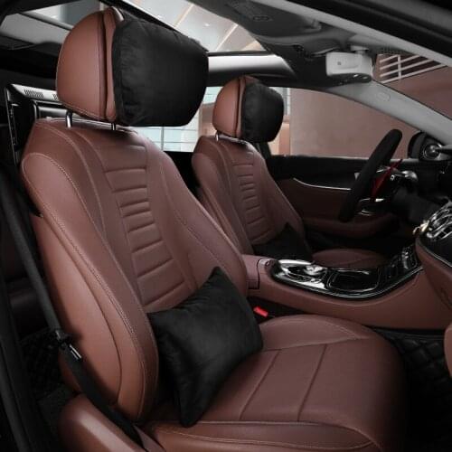 Car Headrest Neck Lumbar Soft Suede Seat Cushion Support Pillows For Universal Auto Interior Accessories