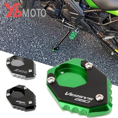 Fits For KAWASAKI VERSYS 650 Z400 NINJA 400 2021 Motorcycle Aluminum Kickstand Foot EnlargerSide Stand Extension With LOGO