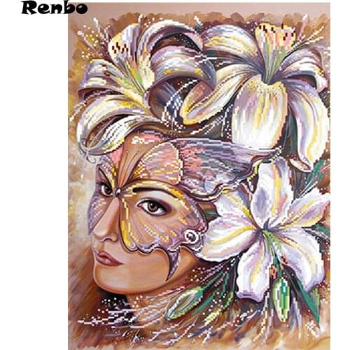 Full Diamond Painting Woman lily flower With Square/Round Stones Picture Of Rhinestones Diamond Mosaic cross stitch wall sticker