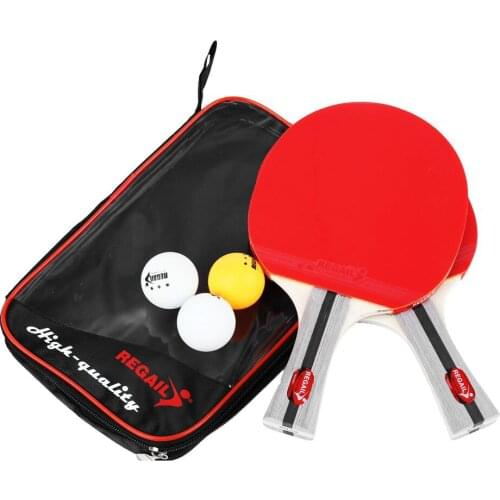 Table Tennis Ping Pong Racket Two Shake-hand grip Bat Paddle Three Balls Light Tip Heavy Handle Table Tennis Racket