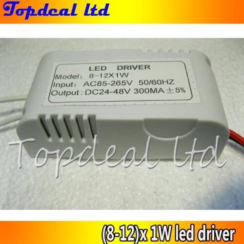 AC 85-265V (8-12)X1W LED Driver for 8-12pcs 1W High Power led DC 24-48V 300mA constant Current driver