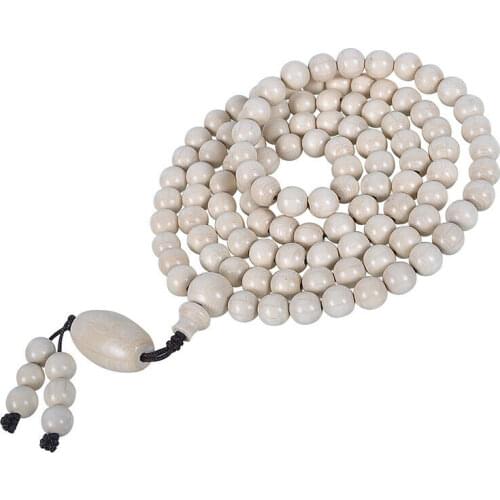 Tibetan Buddhism 108 Abelia biflora Wood Prayer Bead Mala Necklace