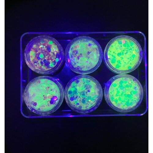 High quality eye glitter powder 6 Color Shift Chameleon Glitter glow in dark Powder art glitter for Nail polish Craft DIY