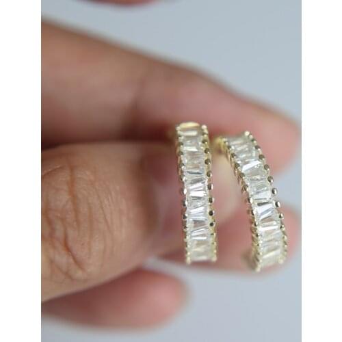 Princess Cut AAA cubic zirconia circle shape bling women New gold silver color delicate cheap earring jewelry