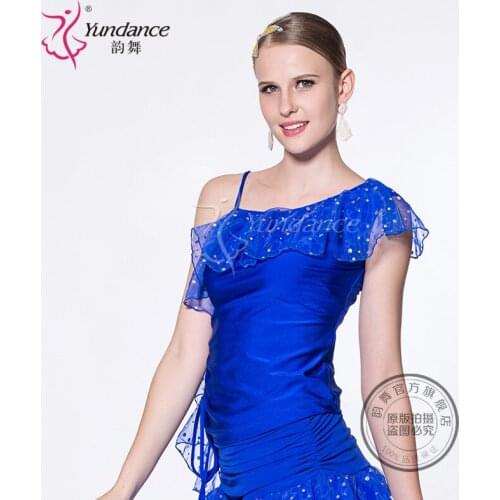 Customized Lady Latin Dancing Shirt Waltz Valse Tango Galop Fox Trot Modern Dance Costume Rumba Thin Shoulder B-2682
