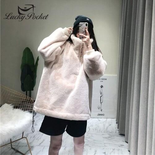 Women Autumn Winter Solid Color Loose Fashion Fur Leather Female High Street Casual Elegant Coat Ladies Warm Thick Coats ML1062