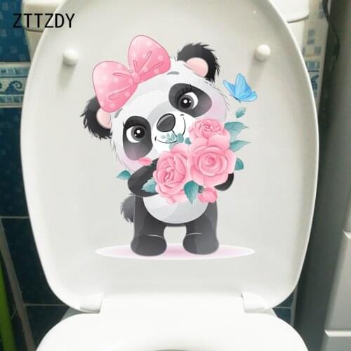 ZTTZDY 20.3CM×25.8CM Creative Cartoon Panda WC Toilet Decoration Home Wall Stickers T2-1029