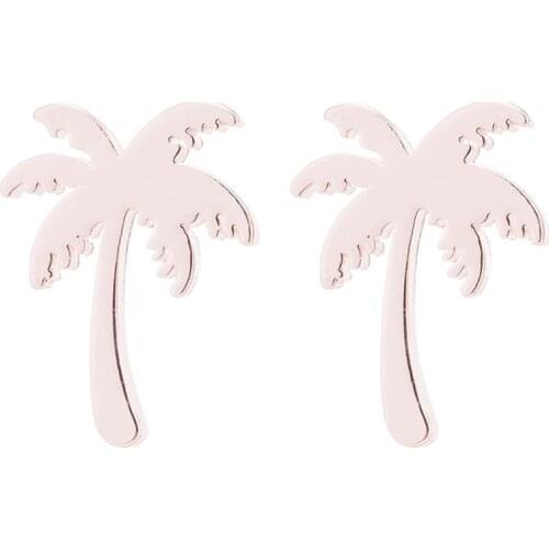 1 Pair Fashion Coconut Tree Decor Earrings Stainless Steel Stud Earrings Pierced Earrings Jewelry Accessories For Hawaii Party