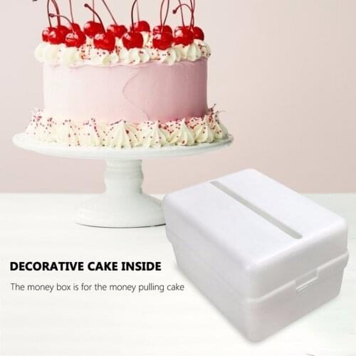 1pc Happy Birthday Cake Money Box Flashing Surprise Baking Ornaments Non-toxic Plastic Money Pulling Box Kitchenware
