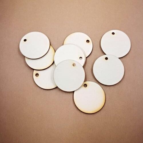 100pcs/lot)one holes circle rustic necklace wooden disks disc tags supplies cut outs Customized wedding wooden Circle