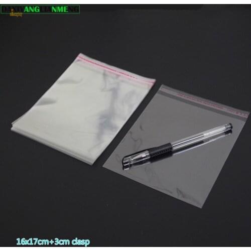 200pcs/lot Clear Resealable BOPP/Poly / Cellophane 16x17+3cm Transparent OPP gift Plastic packaging bags Self Adhesive Seal