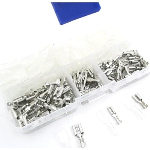 90Sets/LOT Crimp Terminal Splice Female Spade Connector Splice With Case Assortment Kit 2.8mm 30set +4.8mm 30set +6.3mm 30set