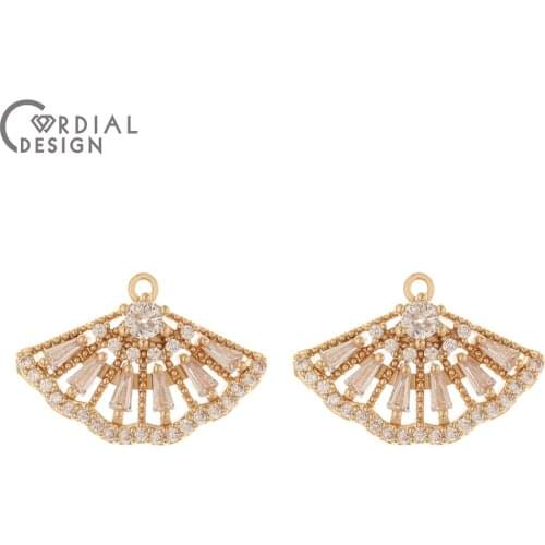 Cordial Design 30Pcs 15*22MM Jewelry Accessories/Earring Findings/Hand Made/Pendant For Necklace/Fan Shape/CZ Charms/DIY Making