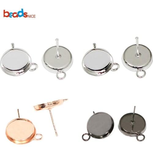 Beadsnice ID22787smt2 Brass Stud Earring Blank with Ring Cabochon Setting Earring Findings Bezel Cup Components Supply