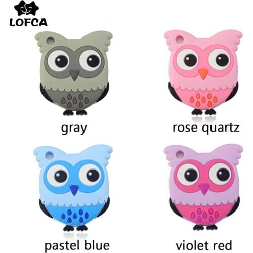LOFCA Baby Teether Silicone Owl Animal Food Grade Silicone Baby Teething Toys Infant Charms Teething DIY Necklace Pacifier chain