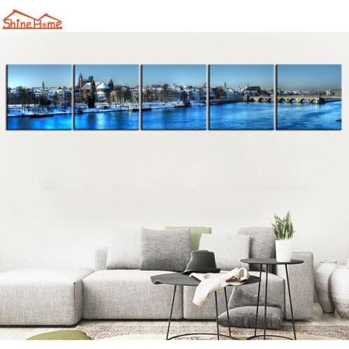 ShineHome-5 Piece Canvas Art Prints Modular Painting Russian City Wall Picture Poster Printing Decoration for Hotel Living Room