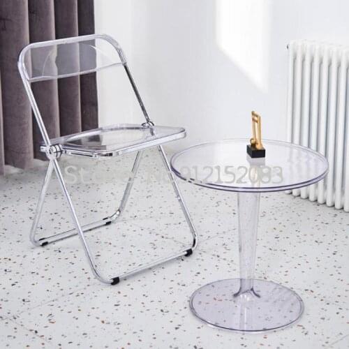 Ins Nordic net red transparent chair acrylic dining chair household folding chair fashion clothing store photo makeup chair