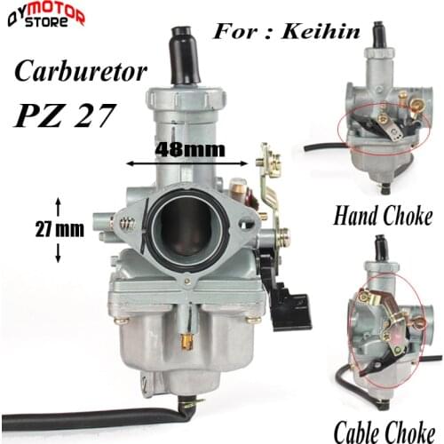 High Performance PZ27 27mm Carburetor Carb motorcycle pump accelerator Carburettor CG XL 125 150 175 hand choke/cable choke