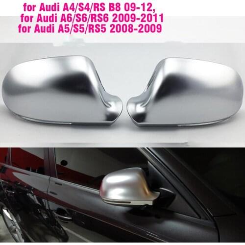 1Pair Car Wing Mirror Caps Matt Chrome Mirror Cover Rearview Side Mirror Cap S Line for Audi A4 S4 B8 A6 C6 09-11,A3 Q3 A5