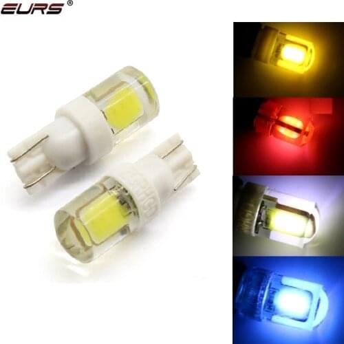 EURS 10PCS Led Car Lamp Light T10 COB 194 168 w5w T10 Led Parking Bulb Auto Wedge Clearance Lamp Interior Lights White Red Blue