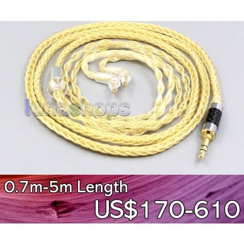 LN006506 3.5mm 2.5mm 8 Cores 99.99% Pure Silver + Gold Plated Earphone Cable For Sony MDR-EX1000 MDR-EX600 MDR-EX800 MDR-7550
