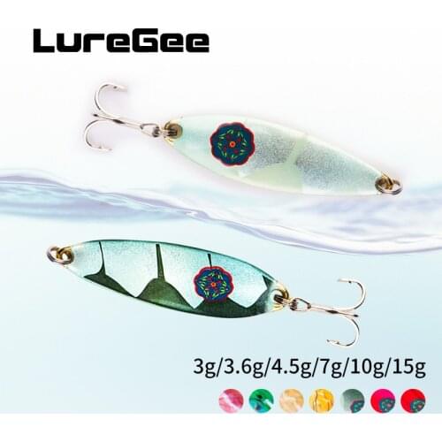 LureGee Metal Jig Spoon Hard Baits 3g 3.6g 4.5g 10g 15g Multi-color Pure Copper Shell Sequins Discoloration Underwater