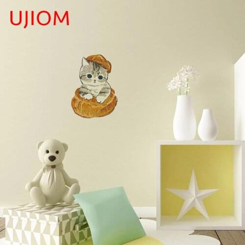 UJIOM Cute Mofu Sand Cat Childrens Bedroom Decor Decals Wallpaper Bathroom Kitchen Bedroom Accessories Wall Stickers