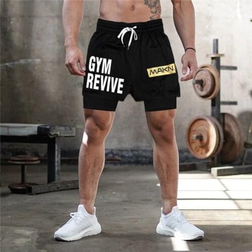 Men’s Running Shorts 2 in 1 Gym Sport Shorts Men Mesh Breathable Quick Drying Beach Short Pants Male gym Fitness Training Shorts
