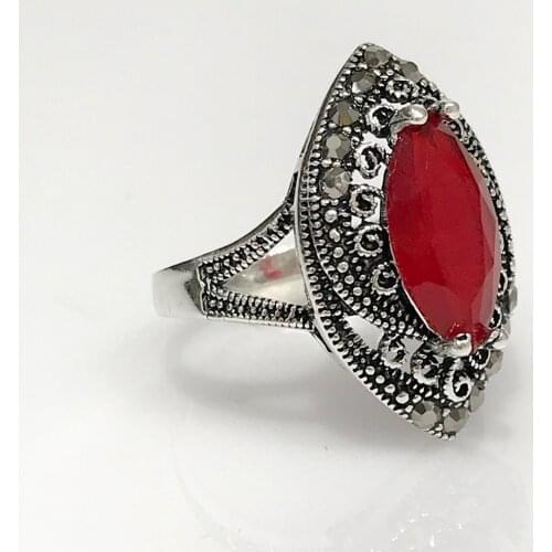Stem Ruby Stone Shuttle Authentic sterling Silver Ring