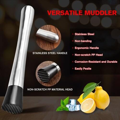 Stainless Steel Cocktail Muddler Mojito Muddler Ice Crushing Hammer Bar Bartender Barware Tool for Making Cocktails Drinks