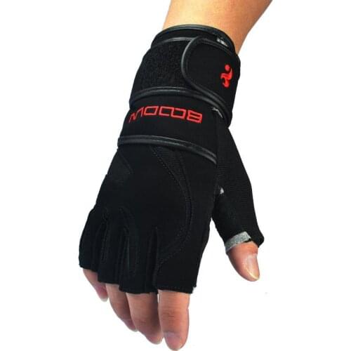 Non Slip Gym Fitness Gloves Genuine Leather Mens Half Finger Crossfit Gloves Dumbbell Sports Bodybuilding Weight Lifting Gloves