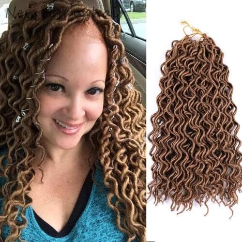 New Shanghair 18" Goddess Faux Locs Crochet Hair Dreadlocks Hair Extensions Synthetic Crochet Braids Hair Black Brown Bug