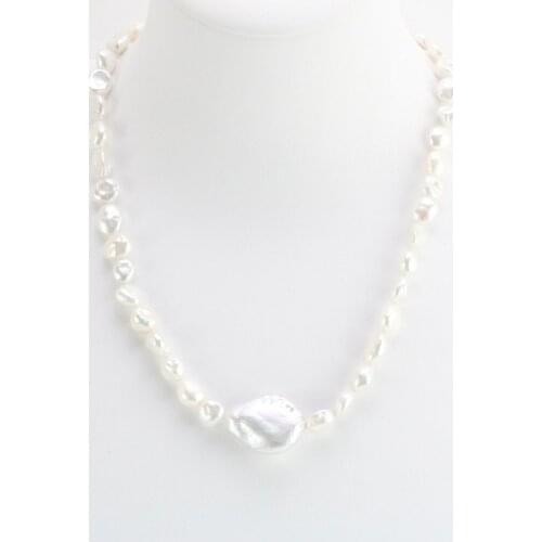 New Arriver Real Baroque Pearl Necklace 8mm Beads Natural White Color Freshwater Pearl Jewelry For Women Gift