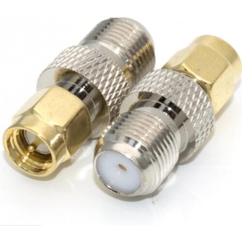 2pcs New F To SMA Connector F Type Female Jack To SMA Male Plug Straight RF Coaxial Adapter Gold Tone Whlesale