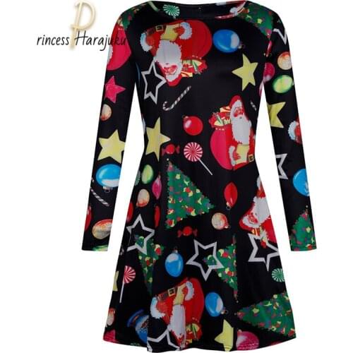 Fall/Winter Christmas Dress Women 90s Vintage Harajuku Princess Elegant Party Dress Long Sleeve Casual Cute Plus Size Print New