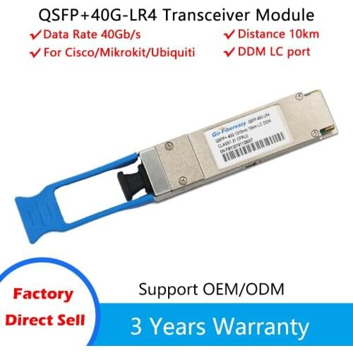 QSFP-40G-LR4 Transceive Module 40GBASE-LR4 QSFP+ Fiber Optic Module 1310nm 10km Compatible for Cisco/Mikrotik Transceiver Module