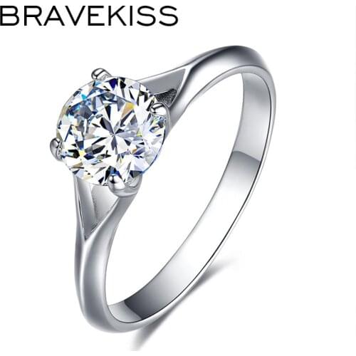 BRAVEKISS Luxury Engagement Rings for Women Crystal Zircon Stone Female Wedding Gift Ring Fashion Jewelry Accessories BUR0402