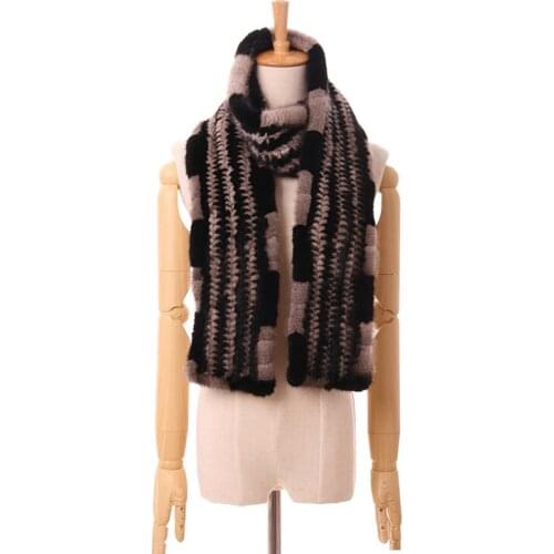 Mink Hair Scarf Mink Bib Sable Scarf Nylon Sleeve Knit Women Black and White Striped Men and Women