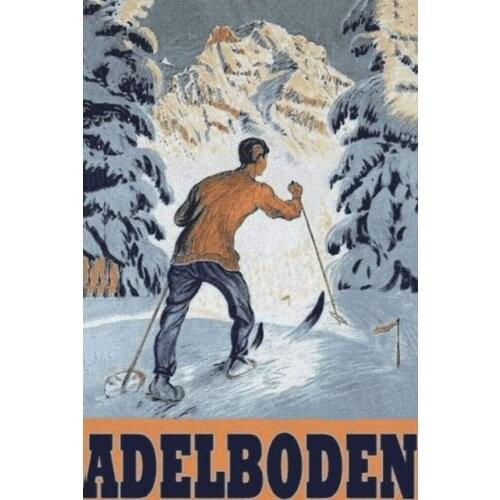 Adelboden Switzerland Skiers Shield with Cord Tin Sign Metal Sign Bar Pub Garage Diner Cafe Home Wall Decor Decor Art Poster