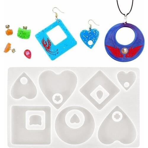 Ouija Heart Drop Earring Resin Mold DIY Jewelry Accessories Square Round Pendant Silicone Mould UV Resin Hollow Charms