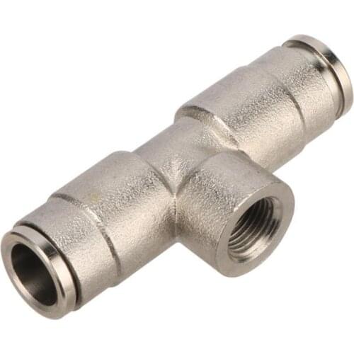3/8" Slip-lock Tee Connector 1/8" Female Thread Atomizing Nozzle Adapter 9.52mm Pipe Hose Copper Pipe Fitting 1 Pc