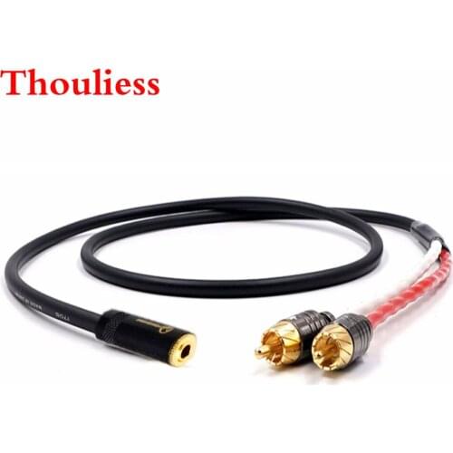 Thouliess HIFI 3.5mm Stereo Female to 2 RCA Male Audio Adapter Cable C Single crystal copperr Audio Cable