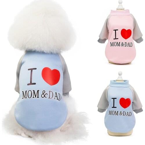 Love Mom Dad Pet Dog Hoodie Jacket Winter Dog Clothes for Small Dogs Chihuahua Shih Tzu Pullover Puppy Cat Clothing Pet Products