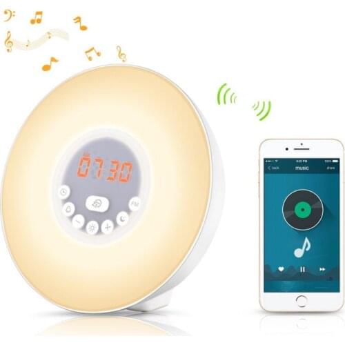 Tuya WiFi Smart Wake Up Light Workday Alarm Clock With 7 Colors Sleep Aid Night Light Works With Smart Life Alexa Google Home